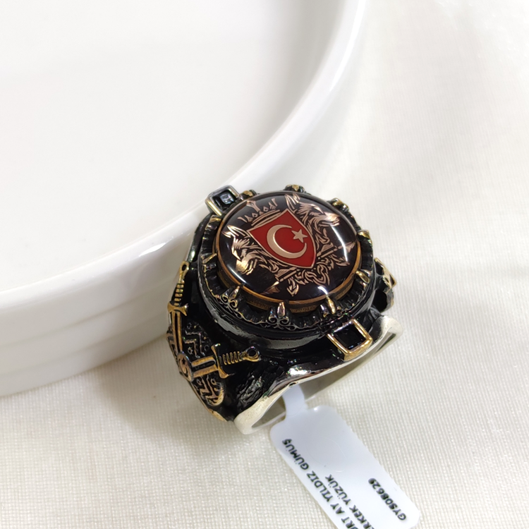 KURT AY YILDIZ GÜMÜŞ ERKEK YÜZÜK