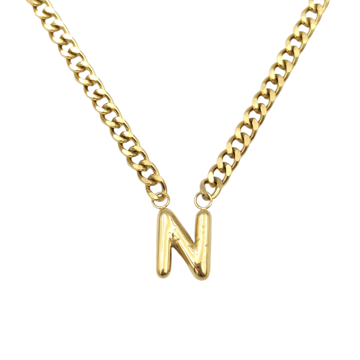 ÇELİK GURMET ZİNCİRLİ N HARF KOLYE GOLD
