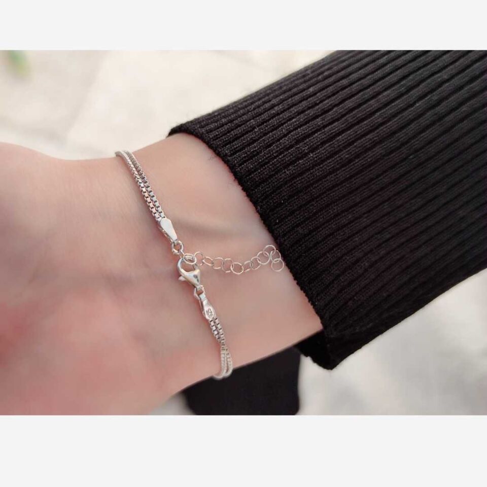 SİYAH TAŞLI KELEBEK GÜMÜŞ BİLEKLİK RODYUM BEYAZ - STD