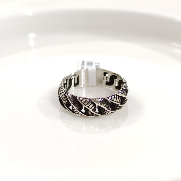 7 MM GÜMÜŞ BOMBELİ DESENLİ OKSİTLİ ALYANS YÜZÜK