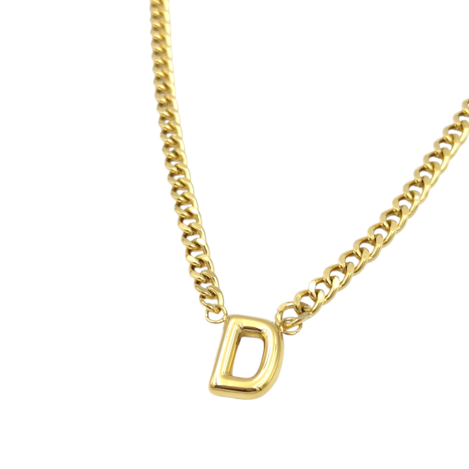 ÇELİK GURMET ZİNCİRLİ D HARF KOLYE GOLD