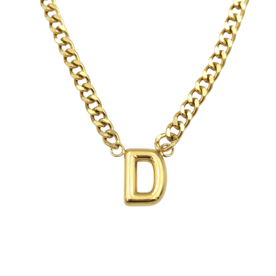ÇELİK GURMET ZİNCİRLİ D HARF KOLYE GOLD