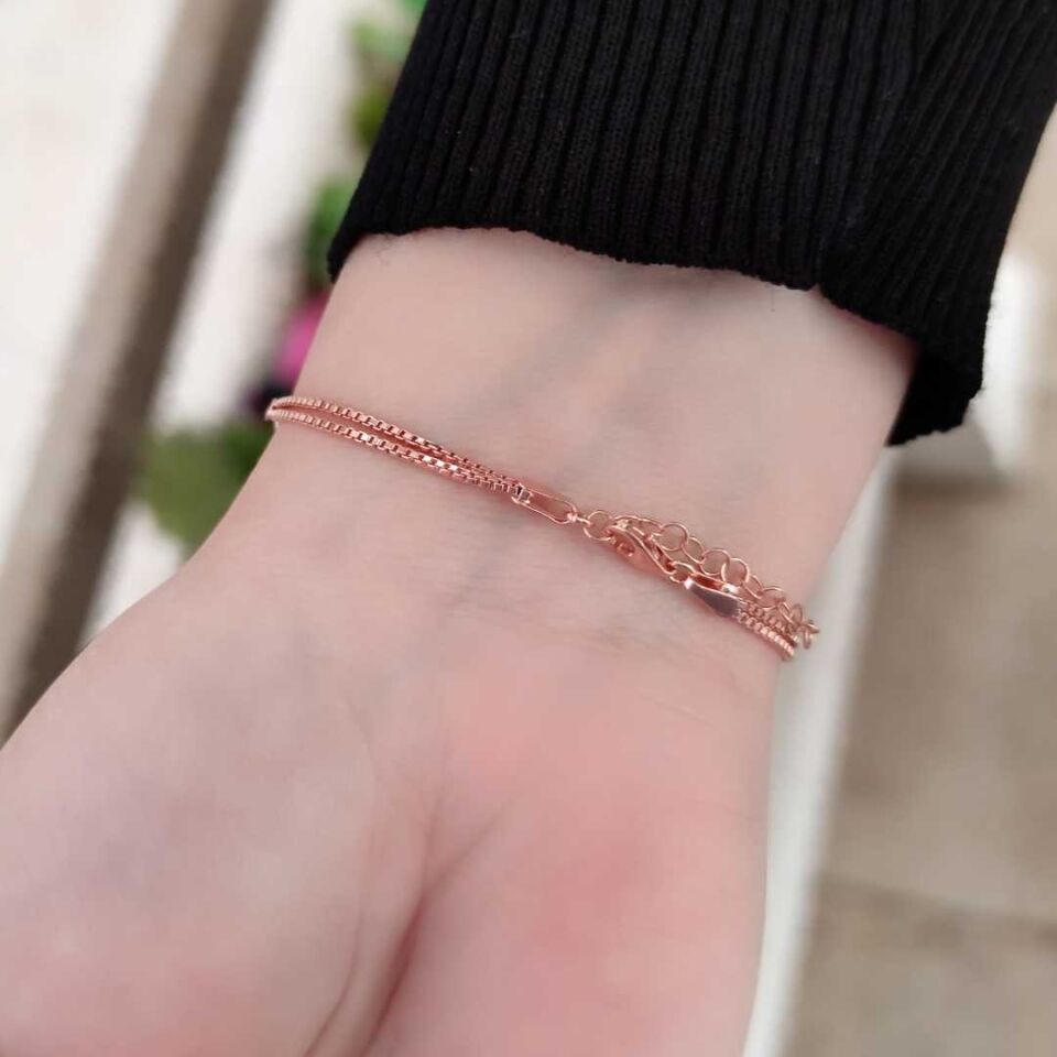 RENKLİ NAZAR BONCUĞU GÜMÜŞ BİLEKLİK ROSE BAKIR - STD