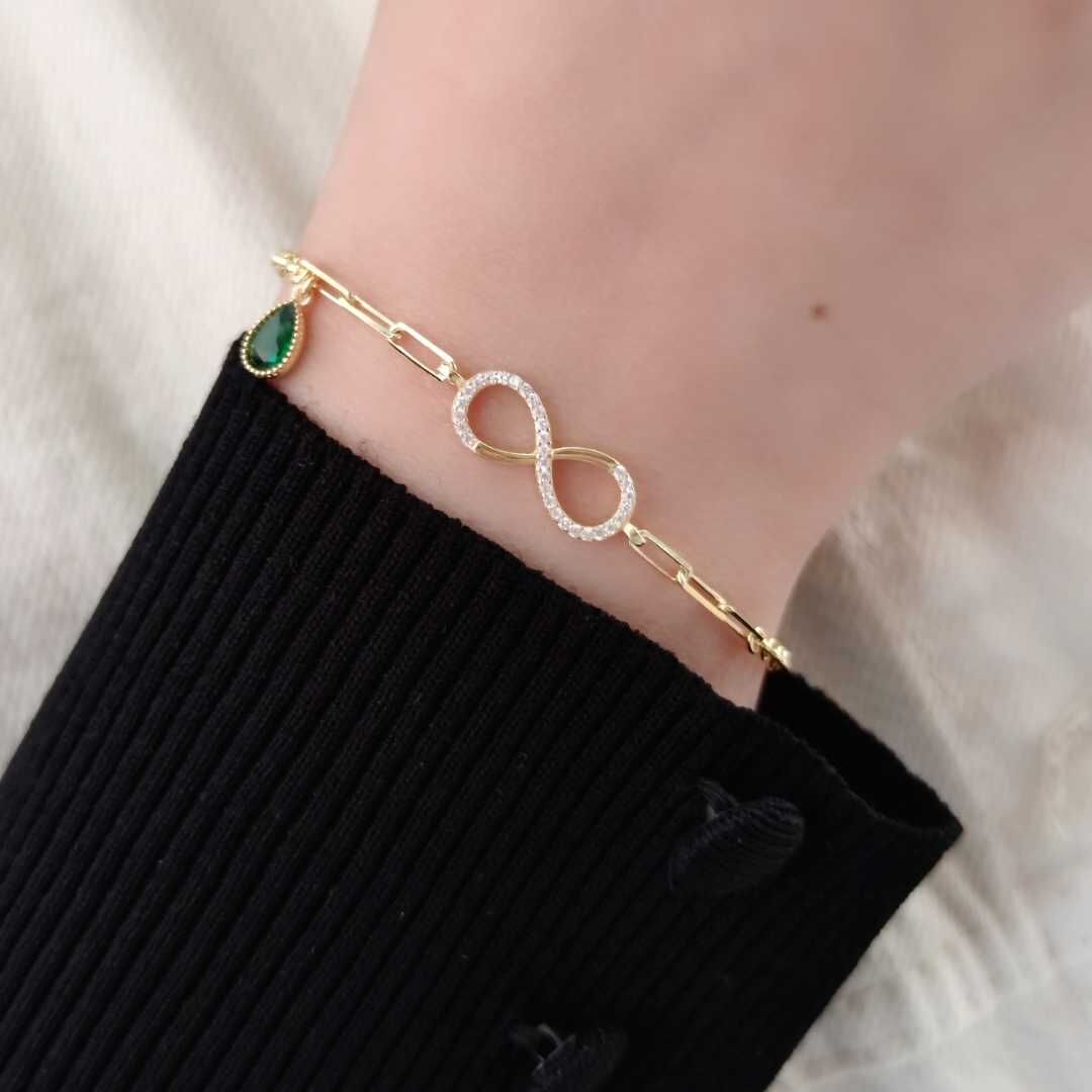 DAMLA DETAY SONSUZLUK GÜMÜŞ BİLEKLİK ALTIN SARI - STD