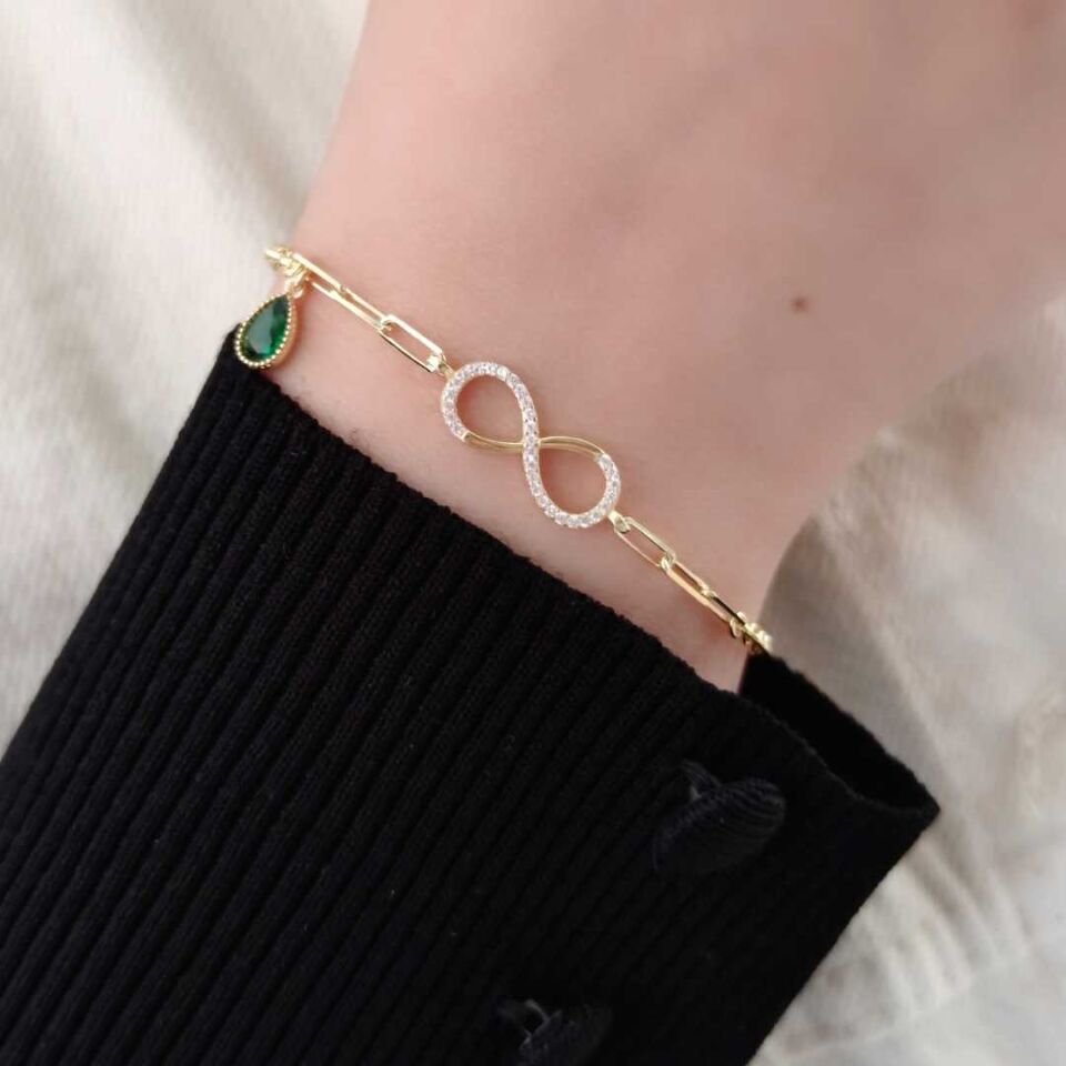 DAMLA DETAY SONSUZLUK GÜMÜŞ BİLEKLİK ALTIN SARI - STD