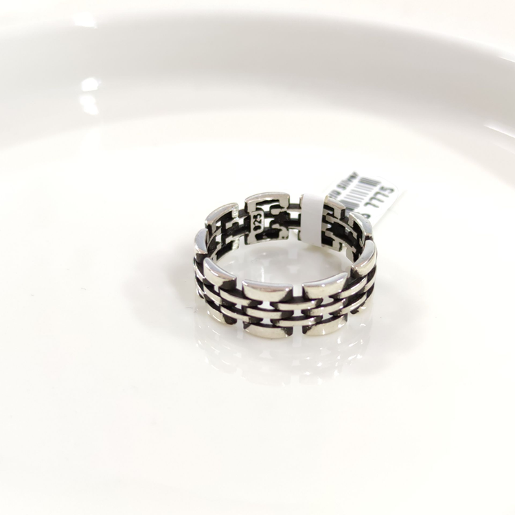 7,40 MM GÜMÜŞ DESENLİ OKSİTLİ ALYANS YÜZÜK