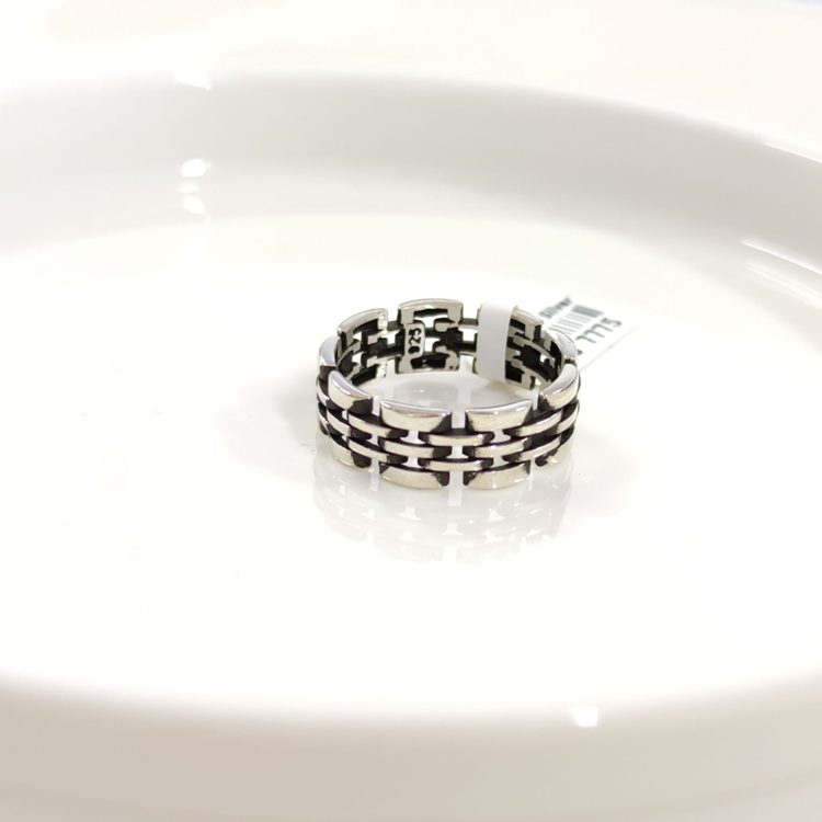 7,40 MM GÜMÜŞ DESENLİ OKSİTLİ ALYANS YÜZÜK