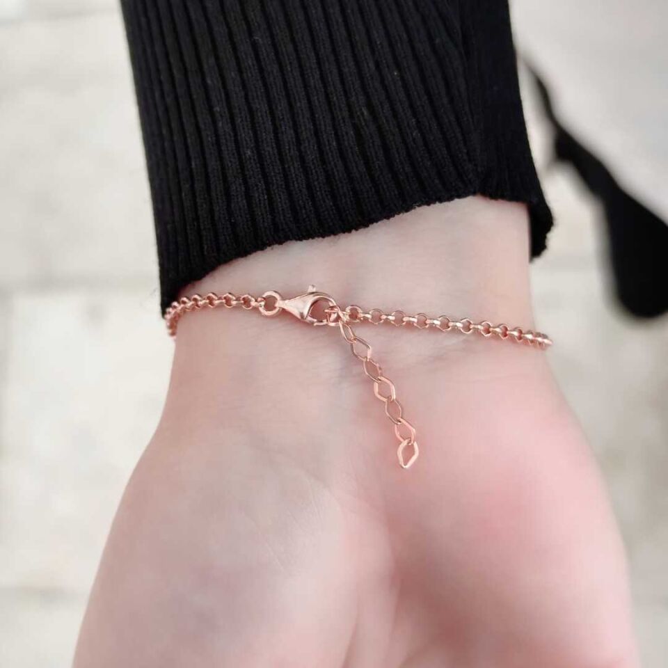 DAMLA DETAYLI KELEBEK GÜMÜŞ BİLEKLİK ROSE BAKIR - STD