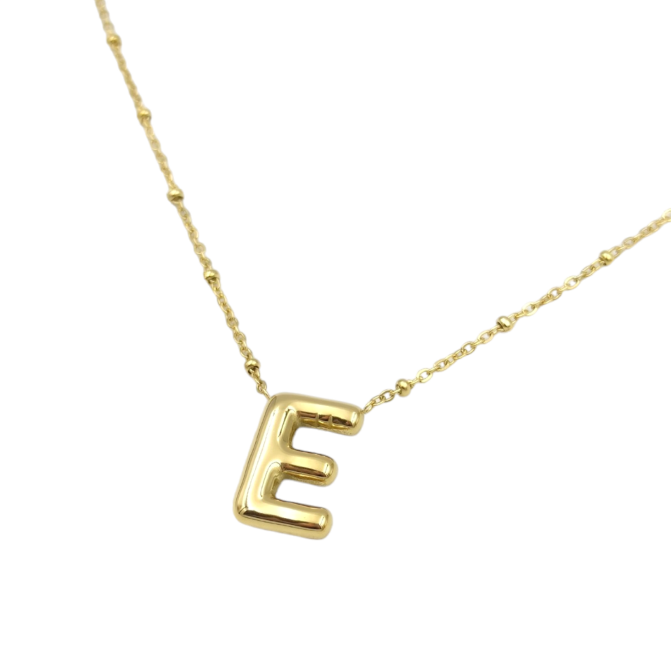 ÇELİK TOP ZİNCİRLİ E HARF KOLYE GOLD