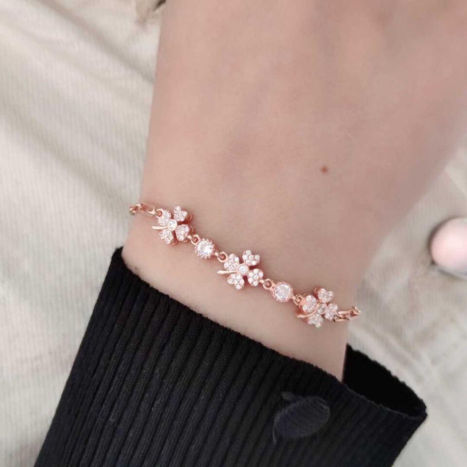 3 LÜ YONCA GÜMÜŞ BİLEKLİK ROSE BAKIR - STD