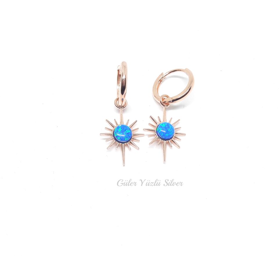 MAVİ OPAL KUTUP YILDIZI HALKA GÜMÜŞ KÜPE