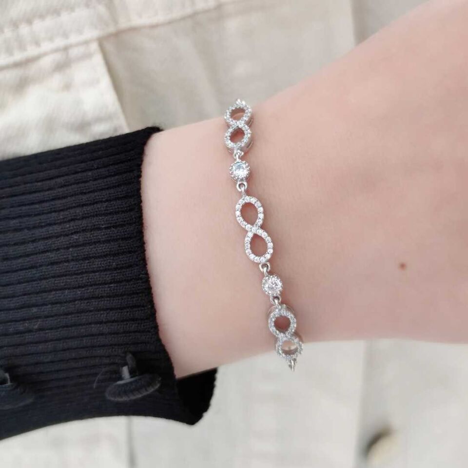 ATAÇ ZİNCİRLİ 3 LÜ SONSUZLUK GÜMÜŞ BİLEKLİK RODYUM BEYAZ - STD