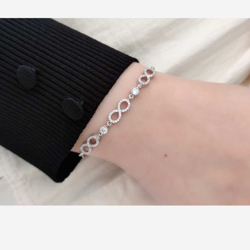 ATAÇ ZİNCİRLİ 3 LÜ SONSUZLUK GÜMÜŞ BİLEKLİK RODYUM BEYAZ - STD