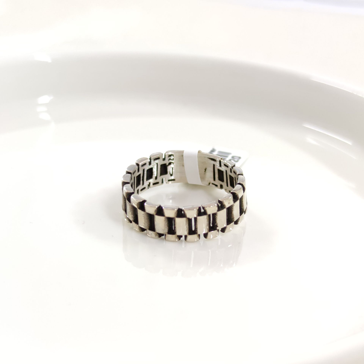 7,50 MM GÜMÜŞ DESENLİ OKSİTLİ ALYANS YÜZÜK