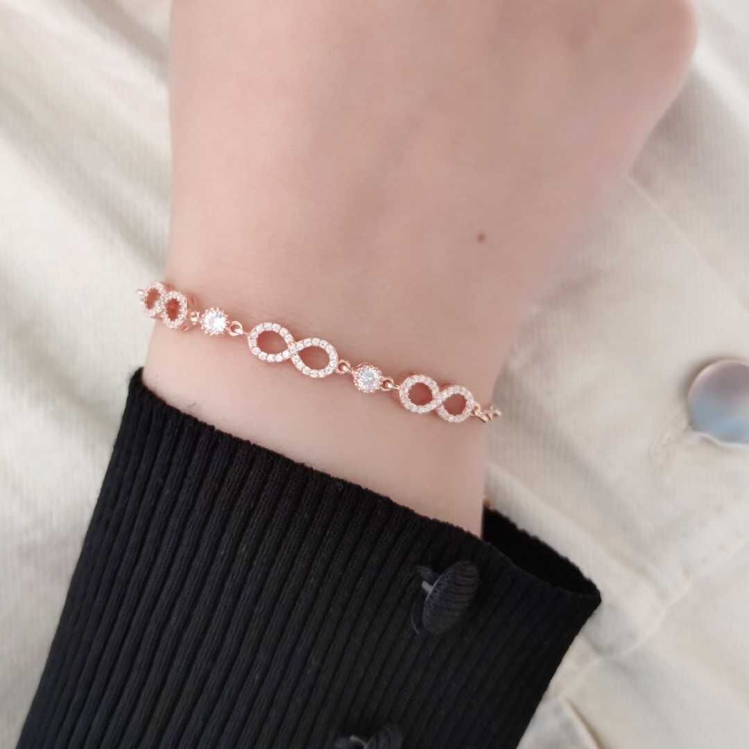 ATAÇ ZİNCİRLİ 3 LÜ SONSUZLUK GÜMÜŞ BİLEKLİK ROSE BAKIR - STD