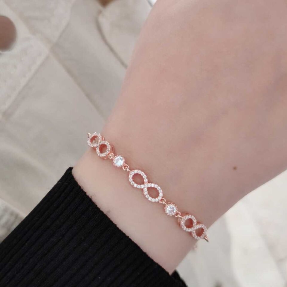 ATAÇ ZİNCİRLİ 3 LÜ SONSUZLUK GÜMÜŞ BİLEKLİK ROSE BAKIR - STD