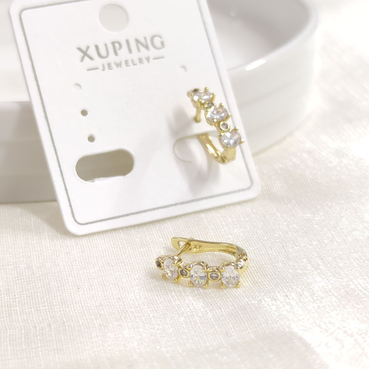 XUPING 11X9MM ÜÇ TAŞ J HALKA KÜPE GOLD