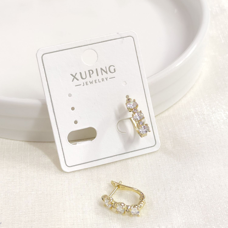 XUPING 11X9MM ÜÇ TAŞ J HALKA KÜPE GOLD