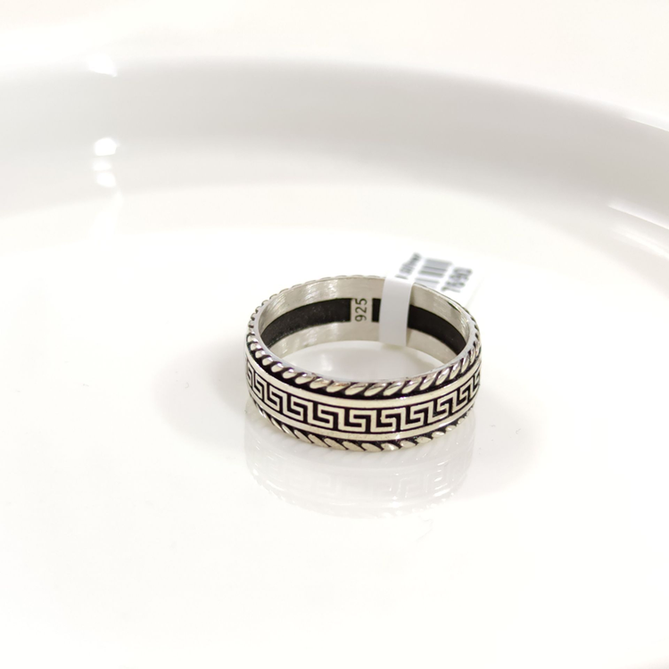 7,40 MM GÜMÜŞ DESENLİ OKSİTLİ ALYANS YÜZÜK