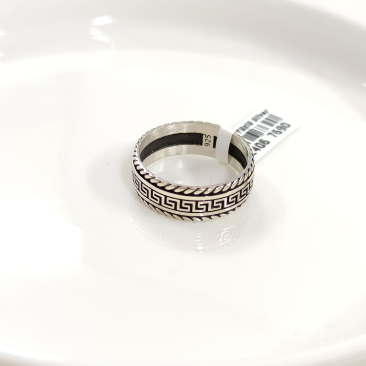 7,40 MM GÜMÜŞ DESENLİ OKSİTLİ ALYANS YÜZÜK