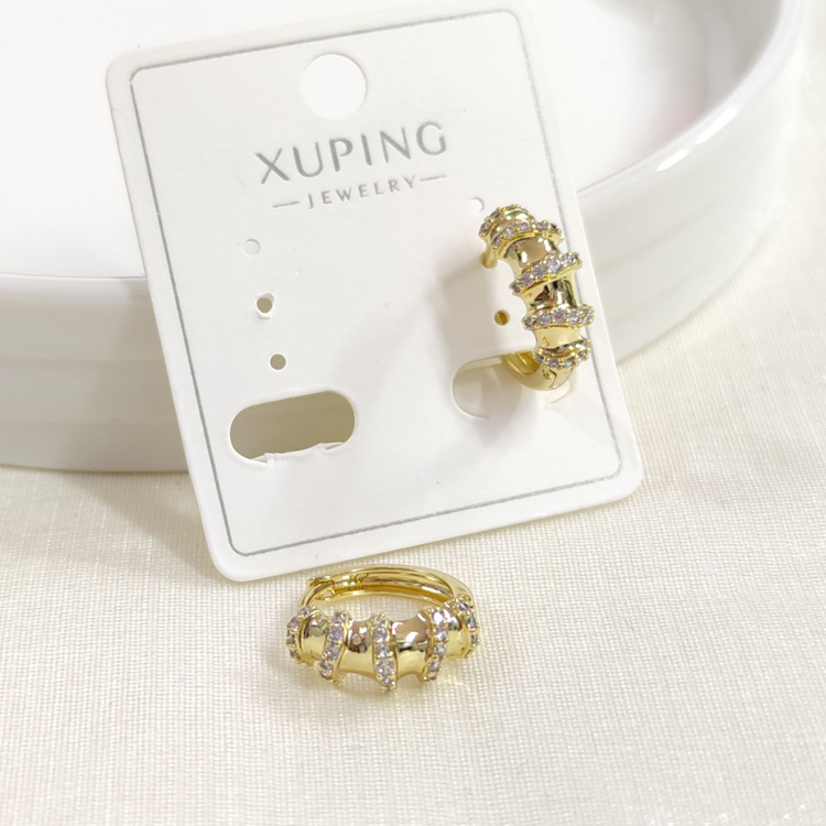 XUPING TAŞLI 12 MM KEMİK HALKA KÜPE GOLD