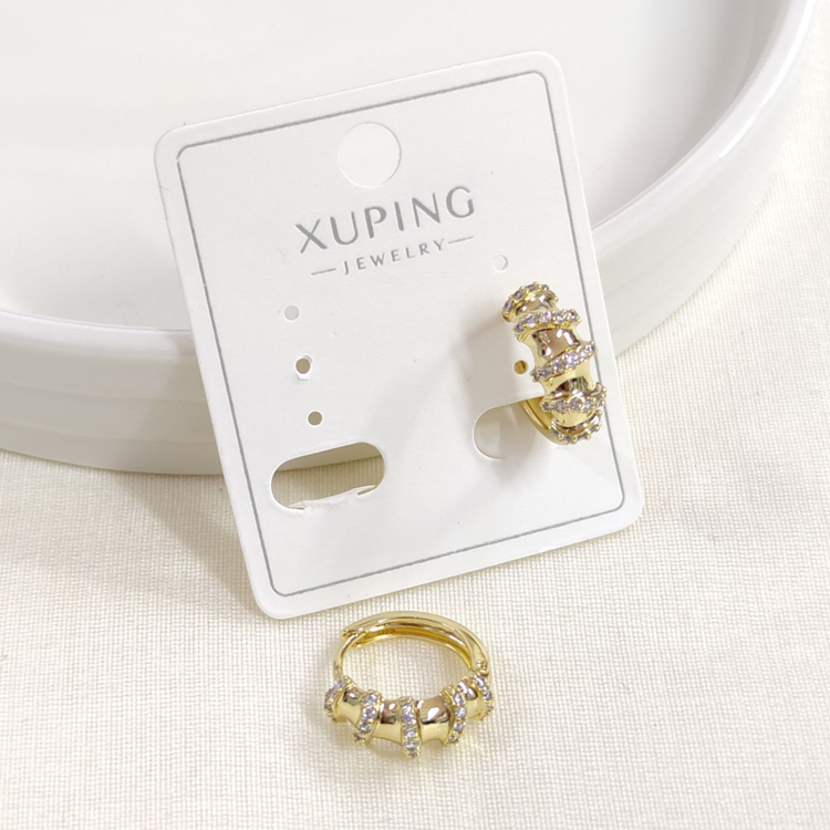 XUPING TAŞLI 12 MM KEMİK HALKA KÜPE GOLD