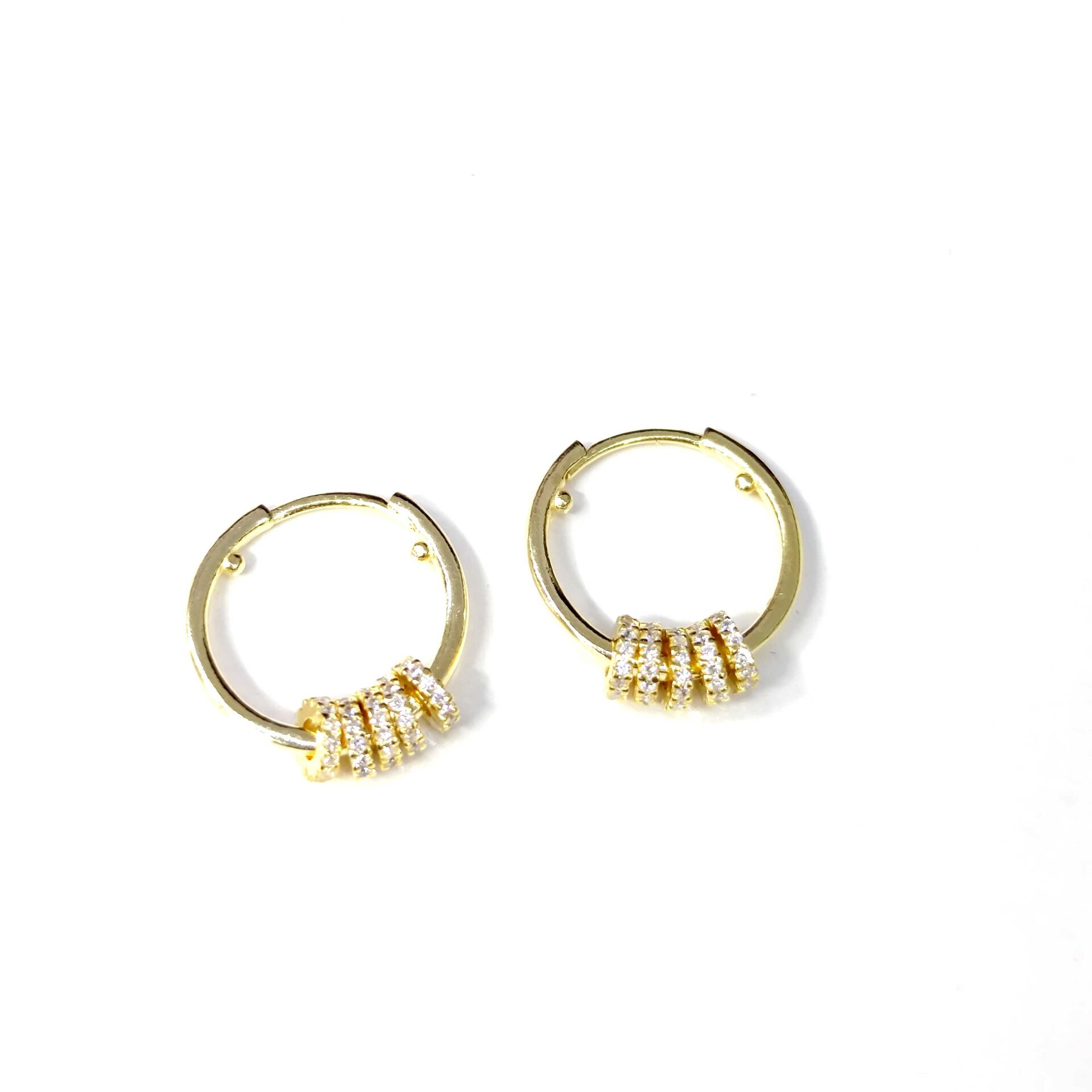 16 MM HALKALI HALKA GÜMÜŞ KÜPE ALTIN SARI - STD