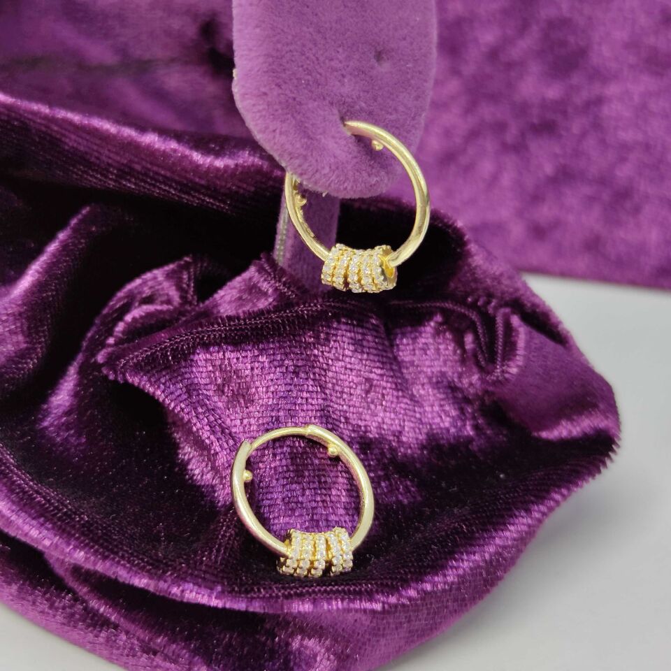 16 MM HALKALI HALKA GÜMÜŞ KÜPE ALTIN SARI - STD