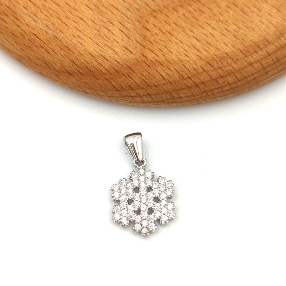 KAR TANESİ GÜMÜŞ KOLYE UCU RODYUM BEYAZ - STD