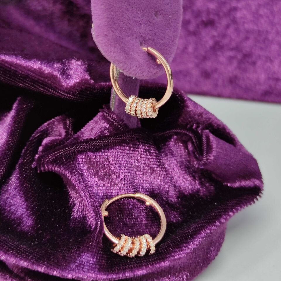 16 MM HALKALI HALKA GÜMÜŞ KÜPE ROSE BAKIR - STD