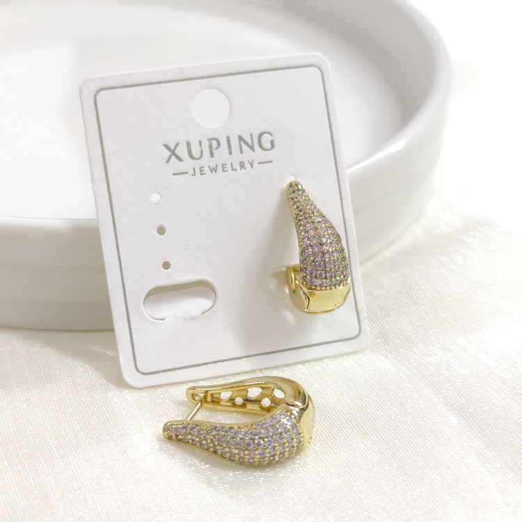 XUPING 14x10MM TAŞLI OVAL HALKA KÜPE GOLD