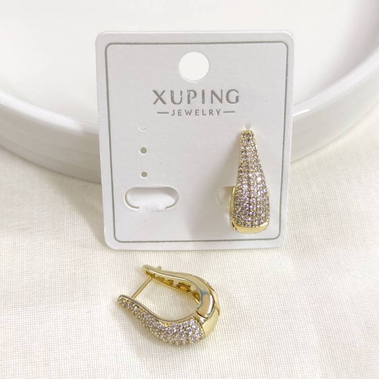 XUPING 14x10MM TAŞLI OVAL HALKA KÜPE GOLD