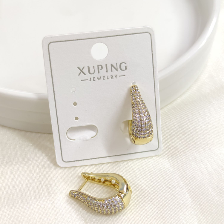 XUPING 14x10MM TAŞLI OVAL HALKA KÜPE GOLD