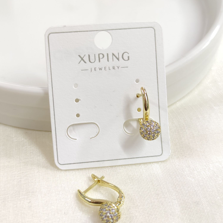 XUPING 8X10MM TAŞLI TOP J HALKA KÜPE GOLD