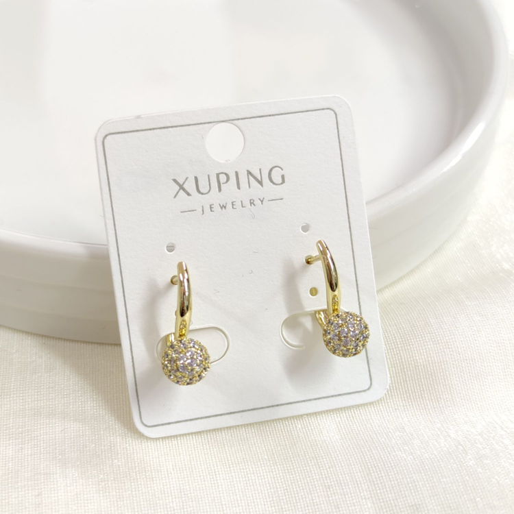 XUPING 8X10MM TAŞLI TOP J HALKA KÜPE GOLD