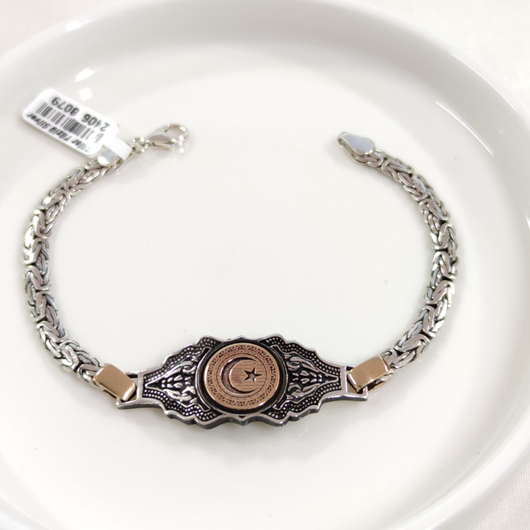 5,5 MM KRAL ZİNCİRLİ AY YILDIZ ERKEK BİLEKLİK 20 CM