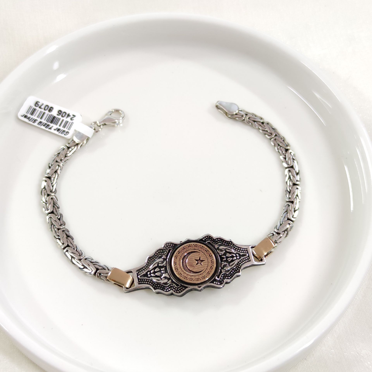 5,5 MM KRAL ZİNCİRLİ AY YILDIZ ERKEK BİLEKLİK 20 CM