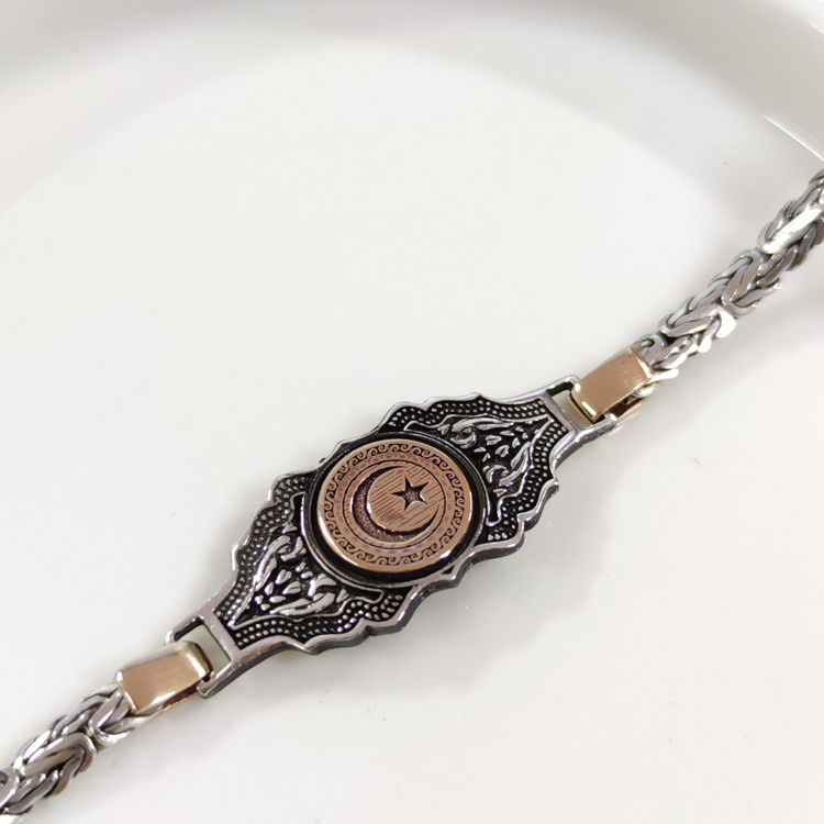 5,5 MM KRAL ZİNCİRLİ AY YILDIZ ERKEK BİLEKLİK 20 CM