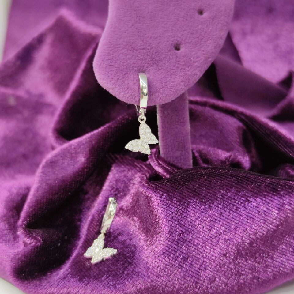 KELEBEK HALKA GÜMÜŞ KÜPE ROSE BAKIR - STD