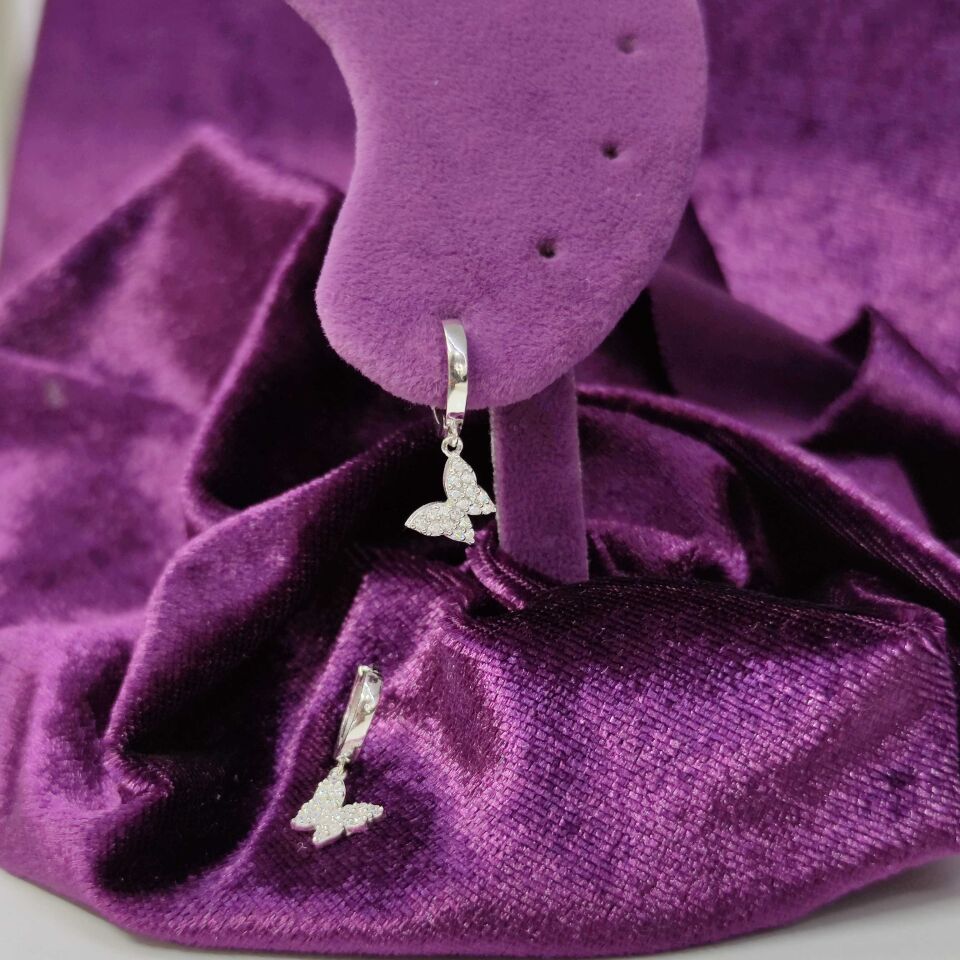 KELEBEK HALKA GÜMÜŞ KÜPE ROSE BAKIR - STD