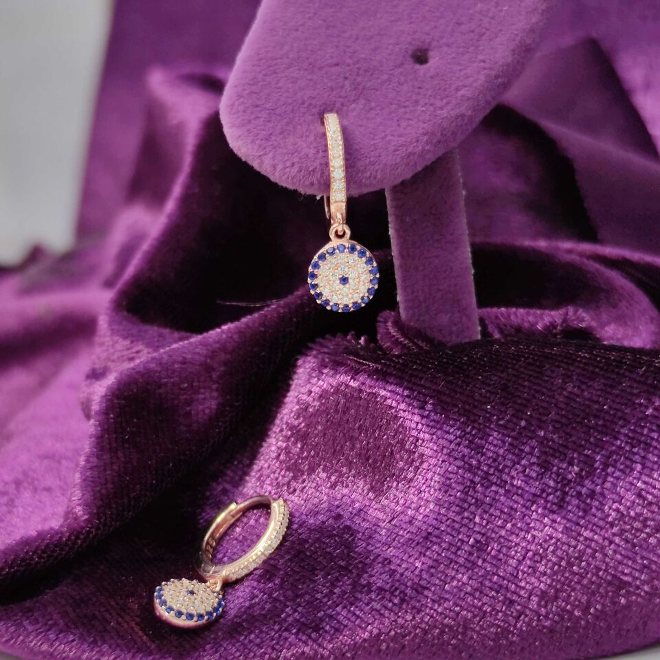 NAZAR HALKA GÜMÜŞ KÜPE ROSE BAKIR - STD