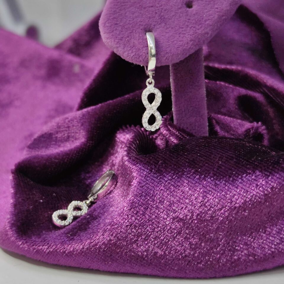 SONSUZLUK HALKA GÜMÜŞ KÜPE RODYUM BEYAZ - STD