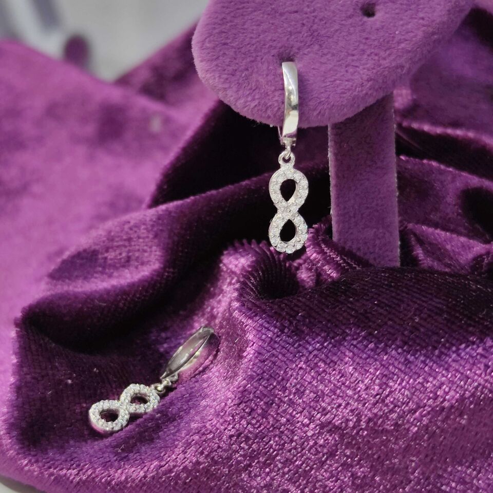 SONSUZLUK HALKA GÜMÜŞ KÜPE RODYUM BEYAZ - STD