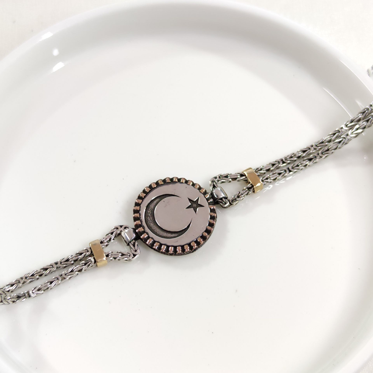 2,5 MM KRAL ZİNCİRLİ AY YILDIZ ERKEK BİLEKLİK 20 CM