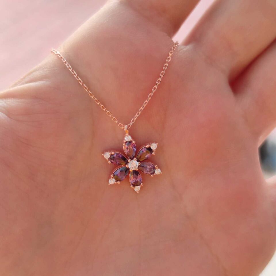 MOR LOTUS ÇİÇEK GÜMÜŞ SET