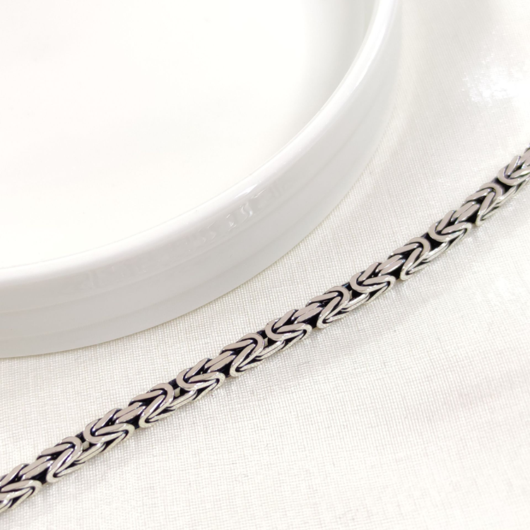 3,80 MM GÜMÜŞ KARE KRAL ZİNCİR BİLEKLİK 22 CM