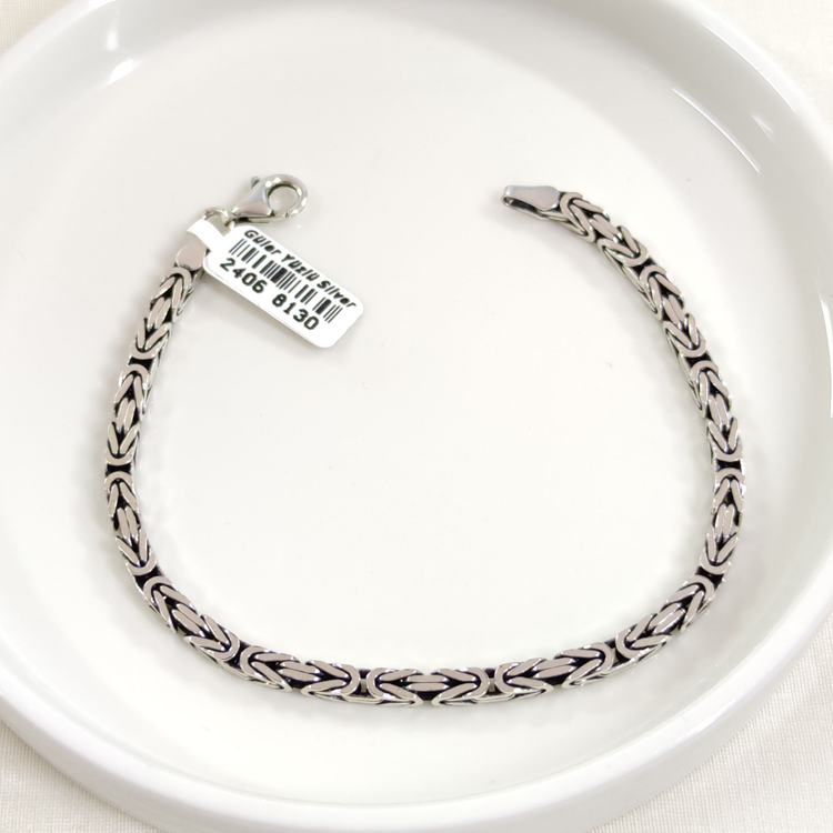 3,80 MM GÜMÜŞ KARE KRAL ZİNCİR BİLEKLİK 22 CM