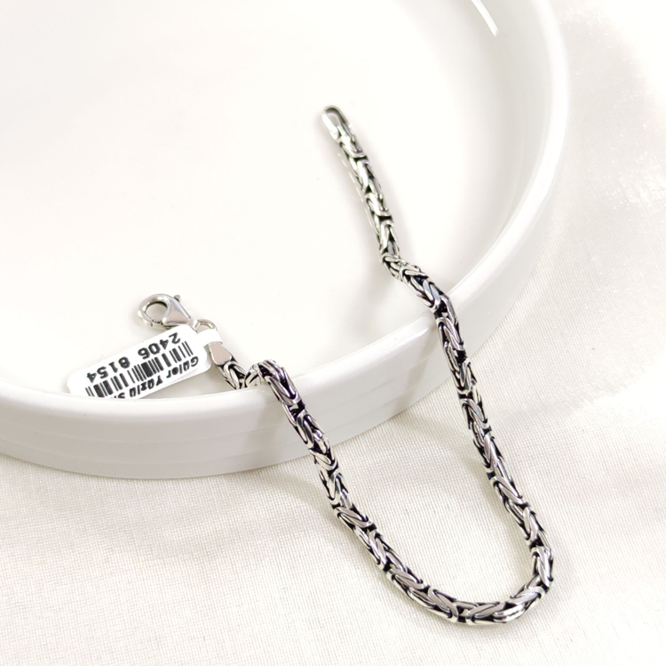 3,30 MM GÜMÜŞ YUVARLAK KRAL ZİNCİR BİLEKLİK 21 CM