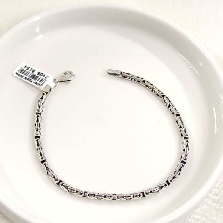 3,30 MM GÜMÜŞ YUVARLAK KRAL ZİNCİR BİLEKLİK 21 CM