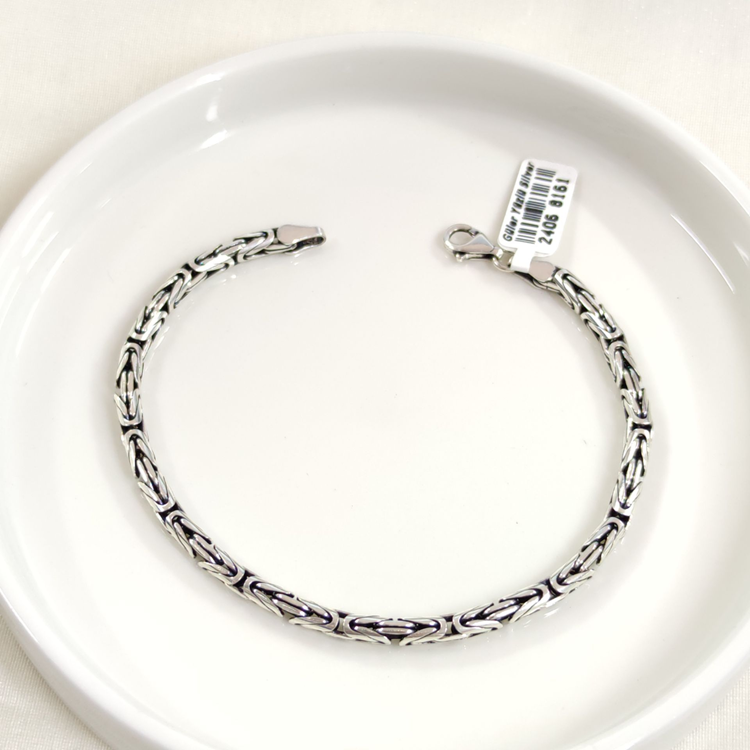 4 MM GÜMÜŞ YUVARLAK KRAL ZİNCİR BİLEKLİK 22 CM